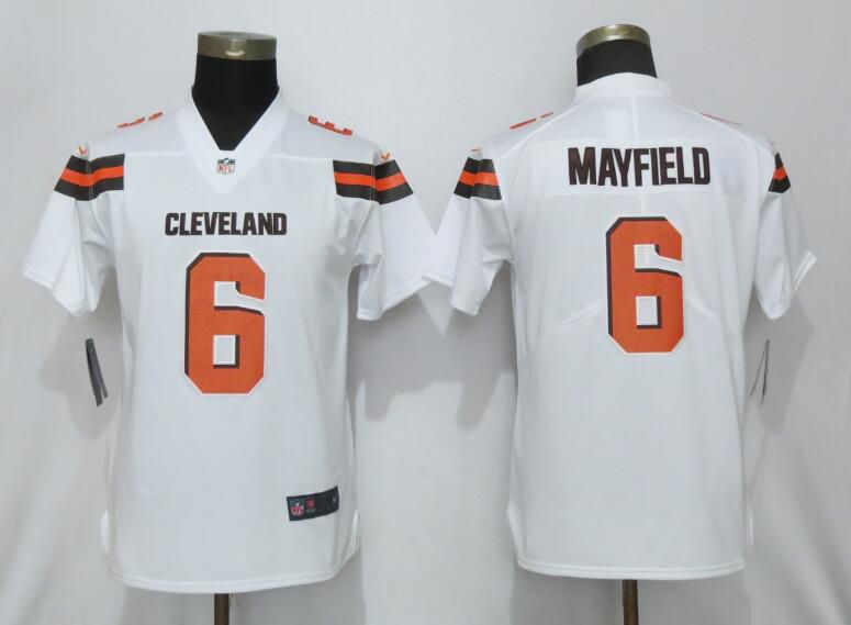 Women Cleveland Browns 6 Mayfield White Nike Vapor Untouchable Player NFL Jerseys